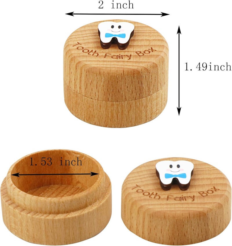 Malihome Tooth Fairy Box for Girls and Boys Wooden Cute Tooth Box with 3D Tooth, Lost Teeth Storage for Kids, Dropped Tooth Keepsake Box Gift (2pcs Blue) - Image 4